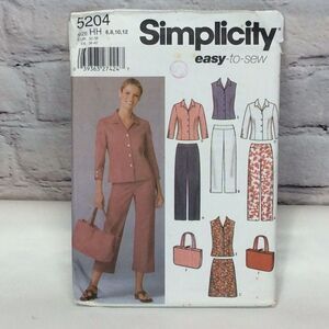 Simplicity Sewing Pattern 5204 Sizes 6-12 Vest Pants Shirt Skirt Tote Uncut